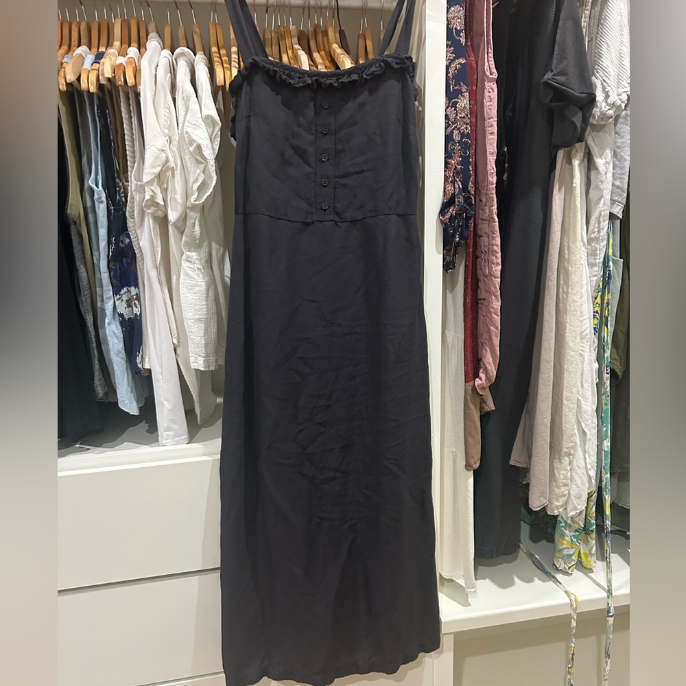 Able Charcoal Textured Dress with bottons